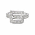 Silver Crystal Buckle Ring