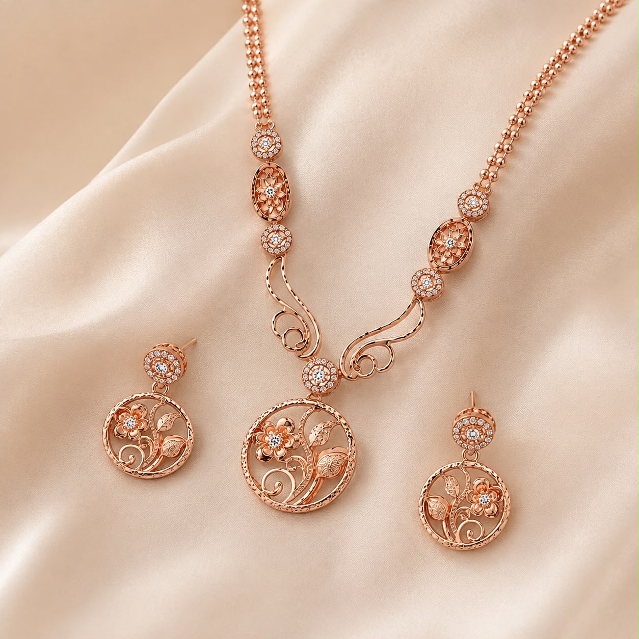 Rose Gold Floral Vine Set