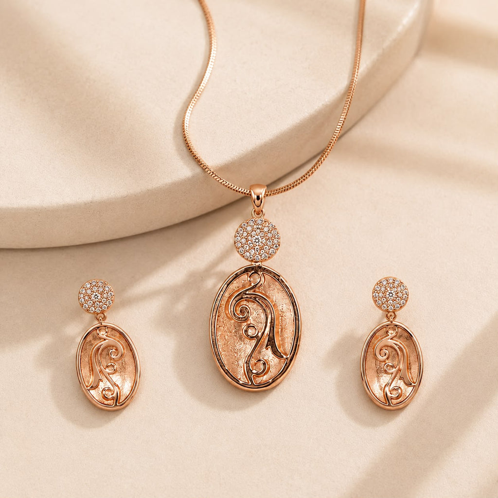 Rose Gold Swirl Oval Set