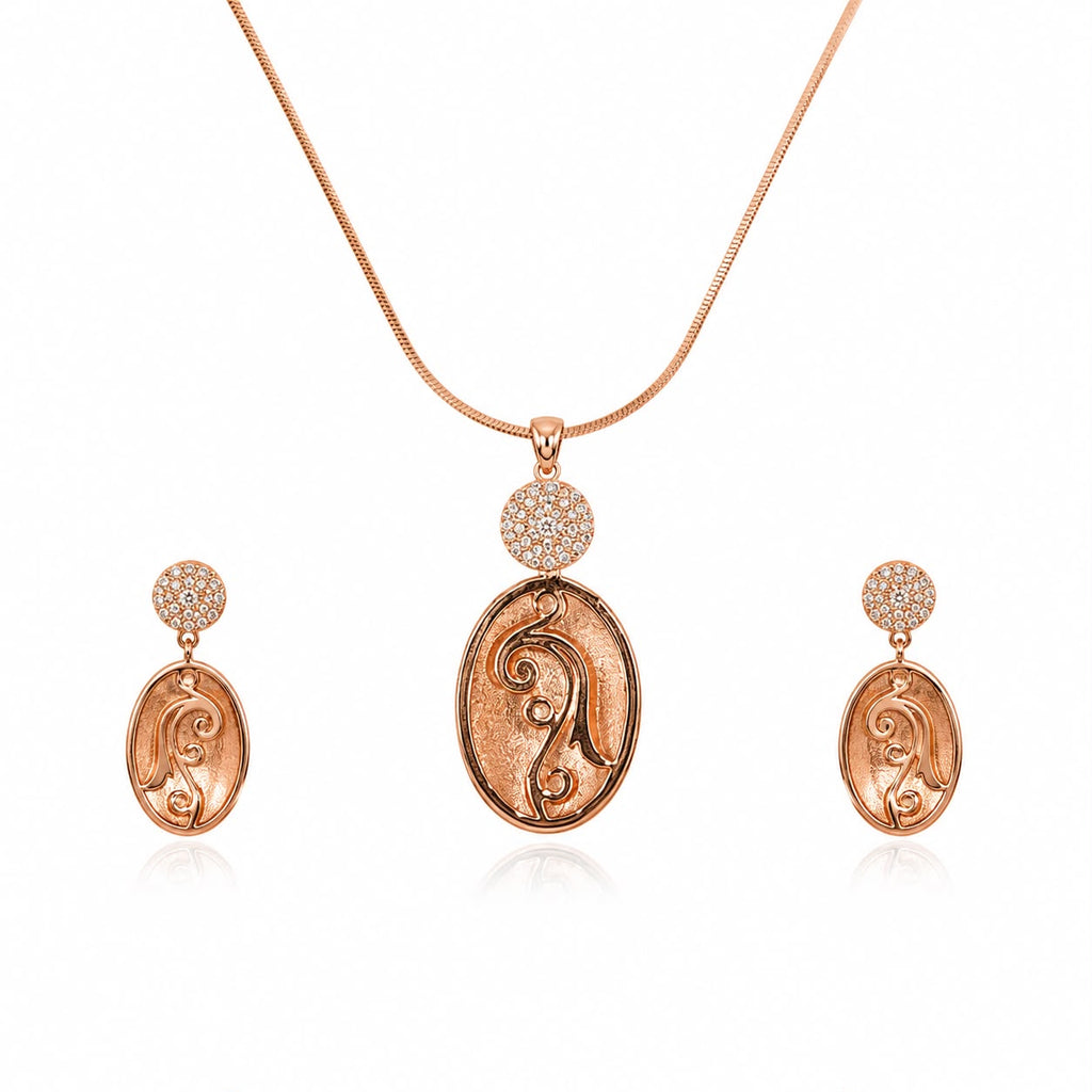 Rose Gold Swirl Oval Set