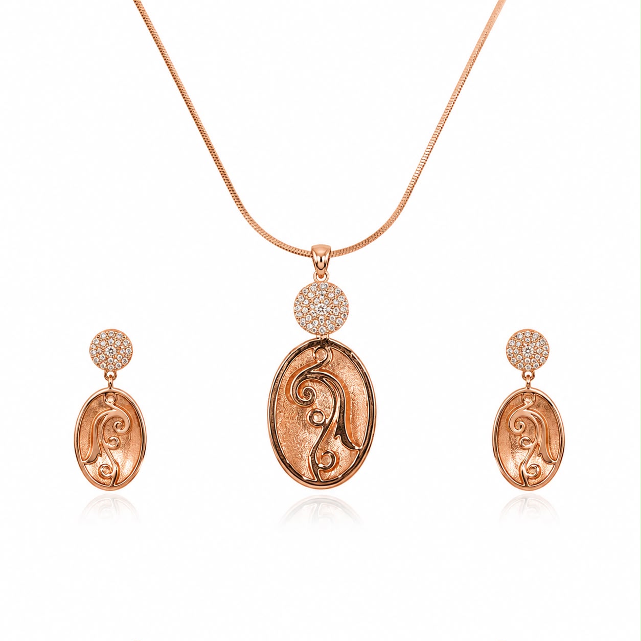 Rose Gold Swirl Oval Set