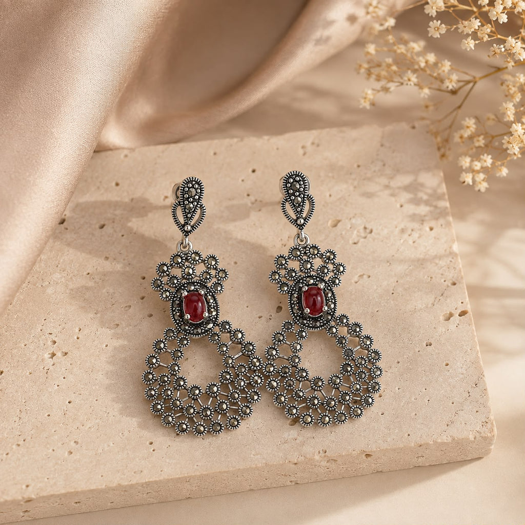 Red Vintage Chandelier Earrings
