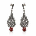 Red Teardrop Filigree Earrings