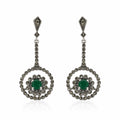 Green Medallion Drop Earrings