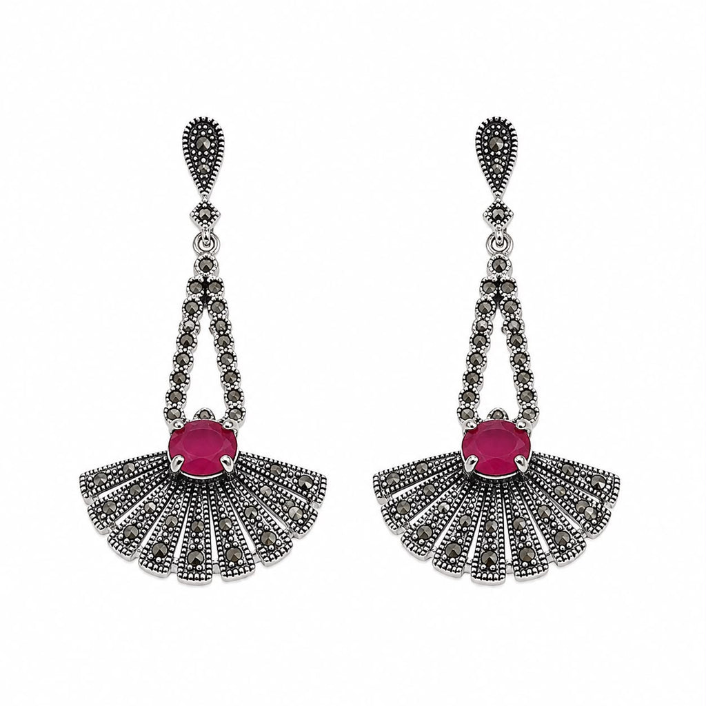 Red Fan Drop Earrings