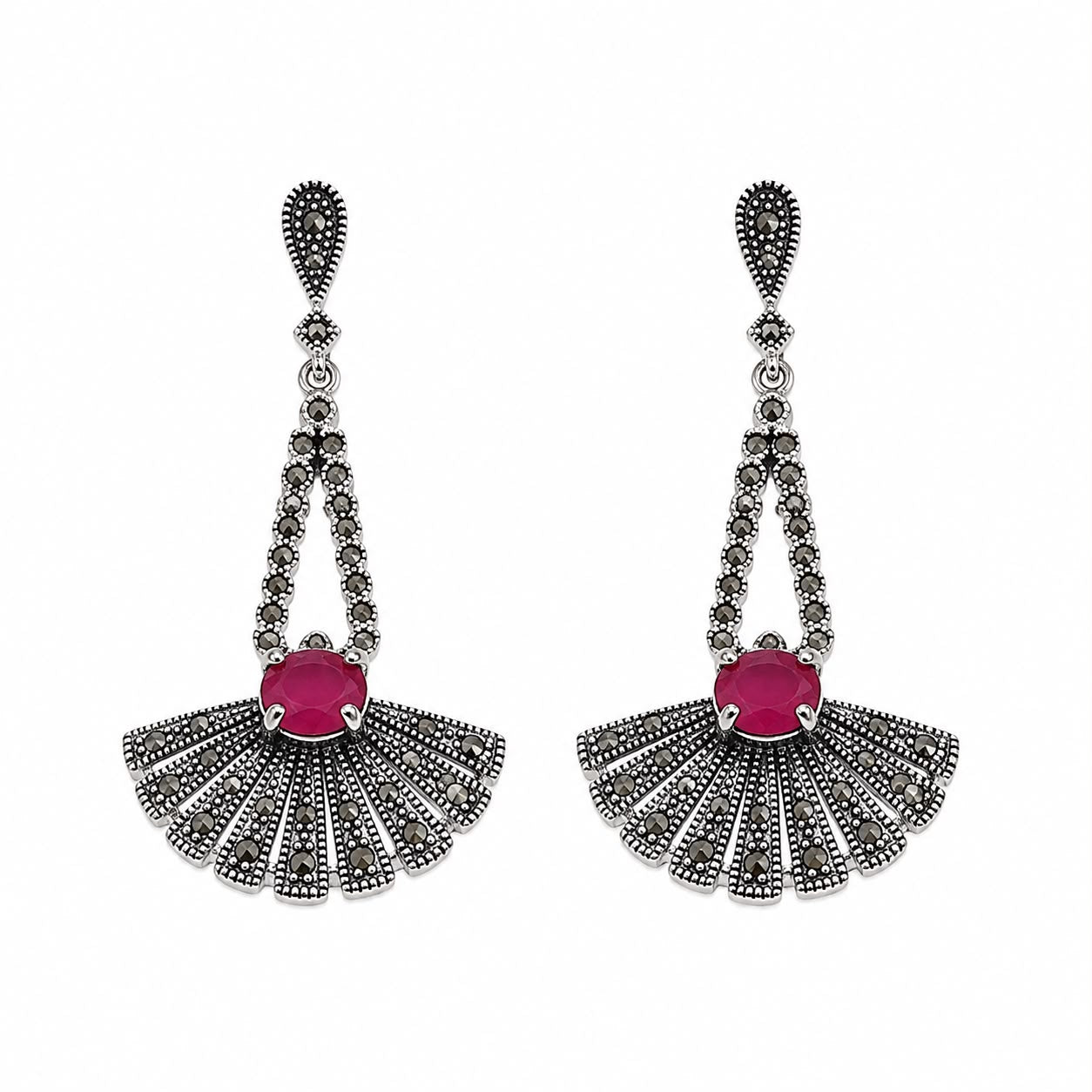 Red Fan Drop Earrings