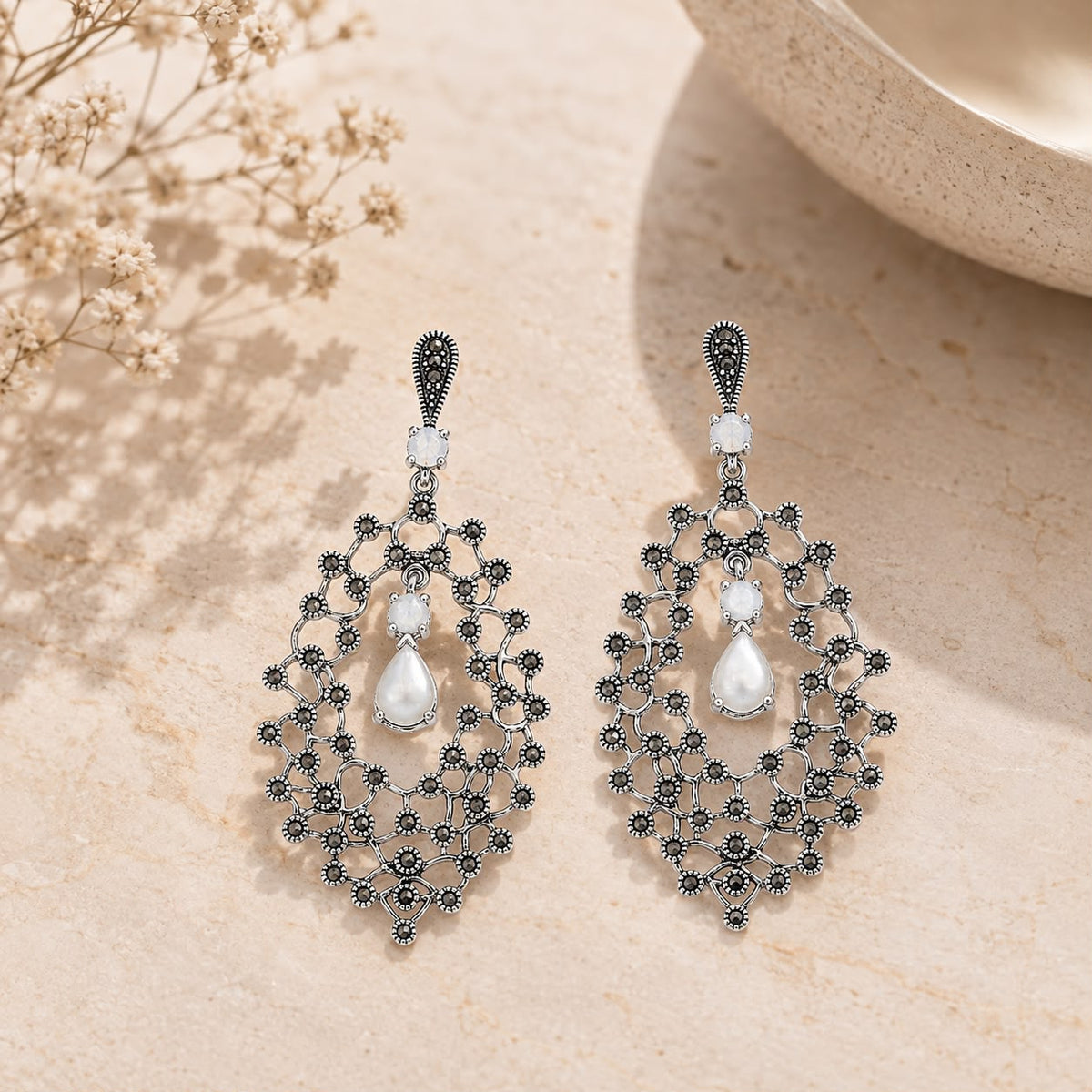 Pearl Lace Drop Earrings