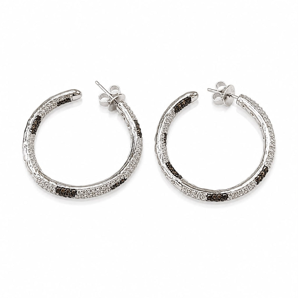 Black Crystal Hoop Earrings