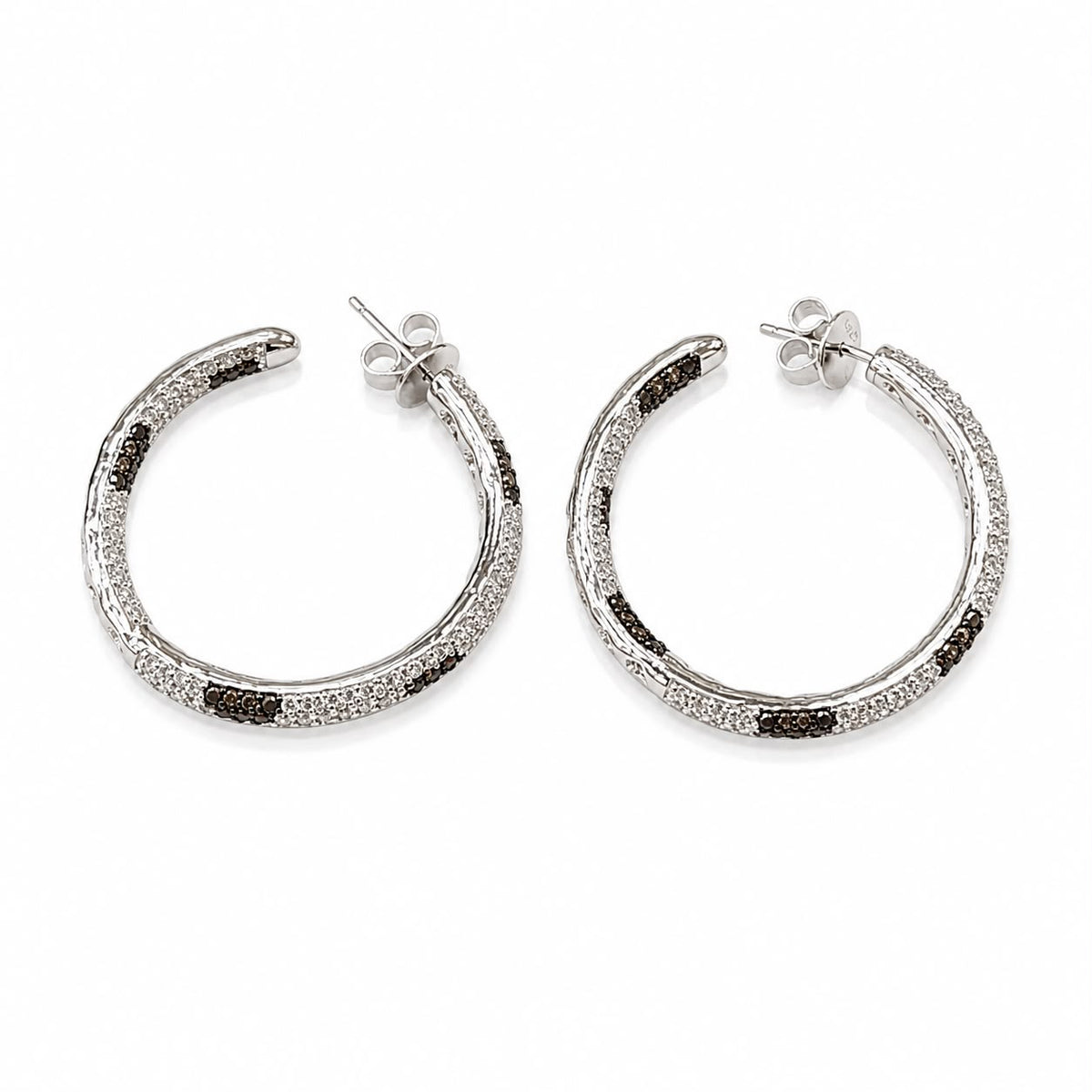 Black Crystal Hoop Earrings