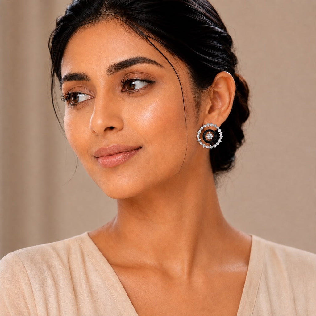 Black Halo Crystal Earrings