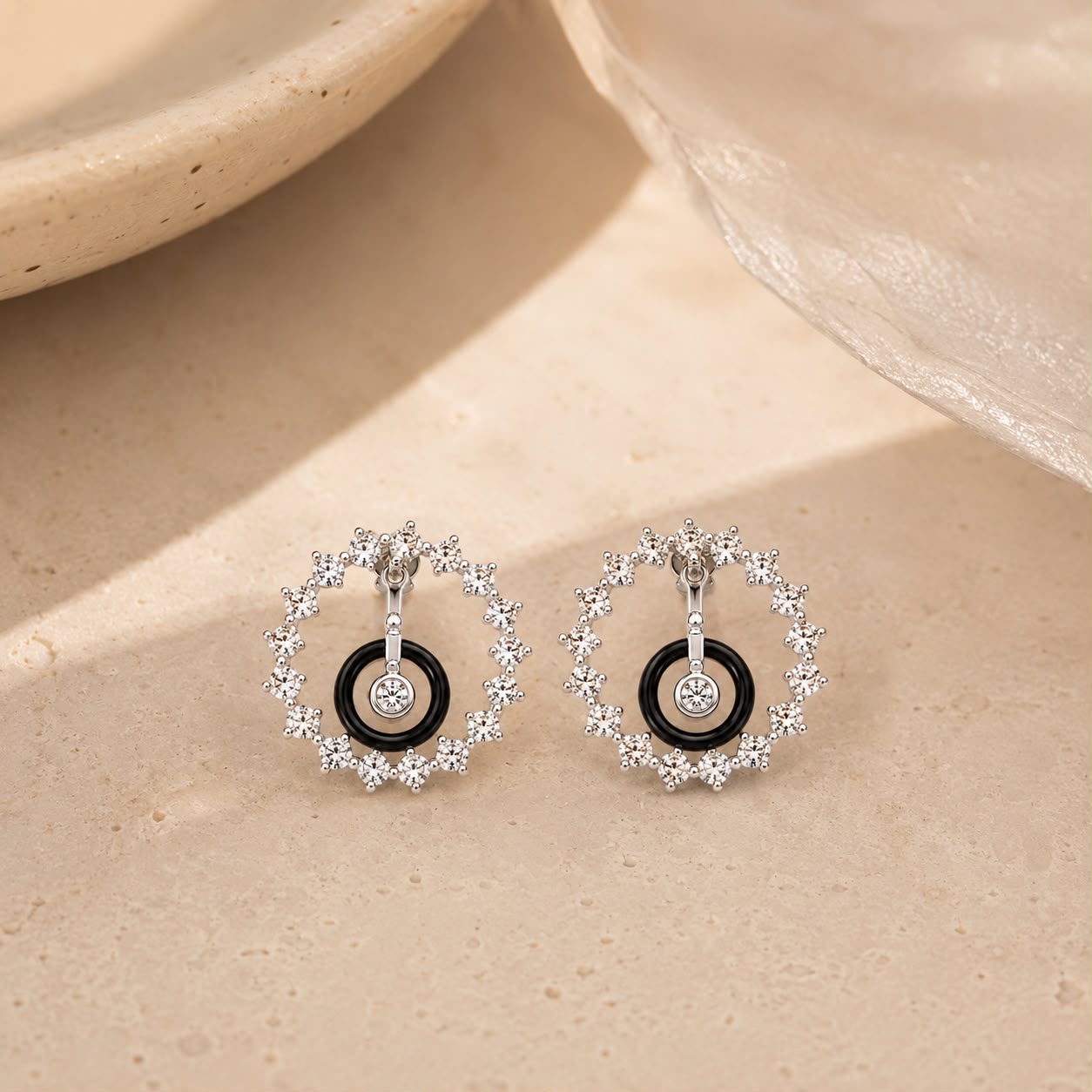 Black Halo Crystal Earrings