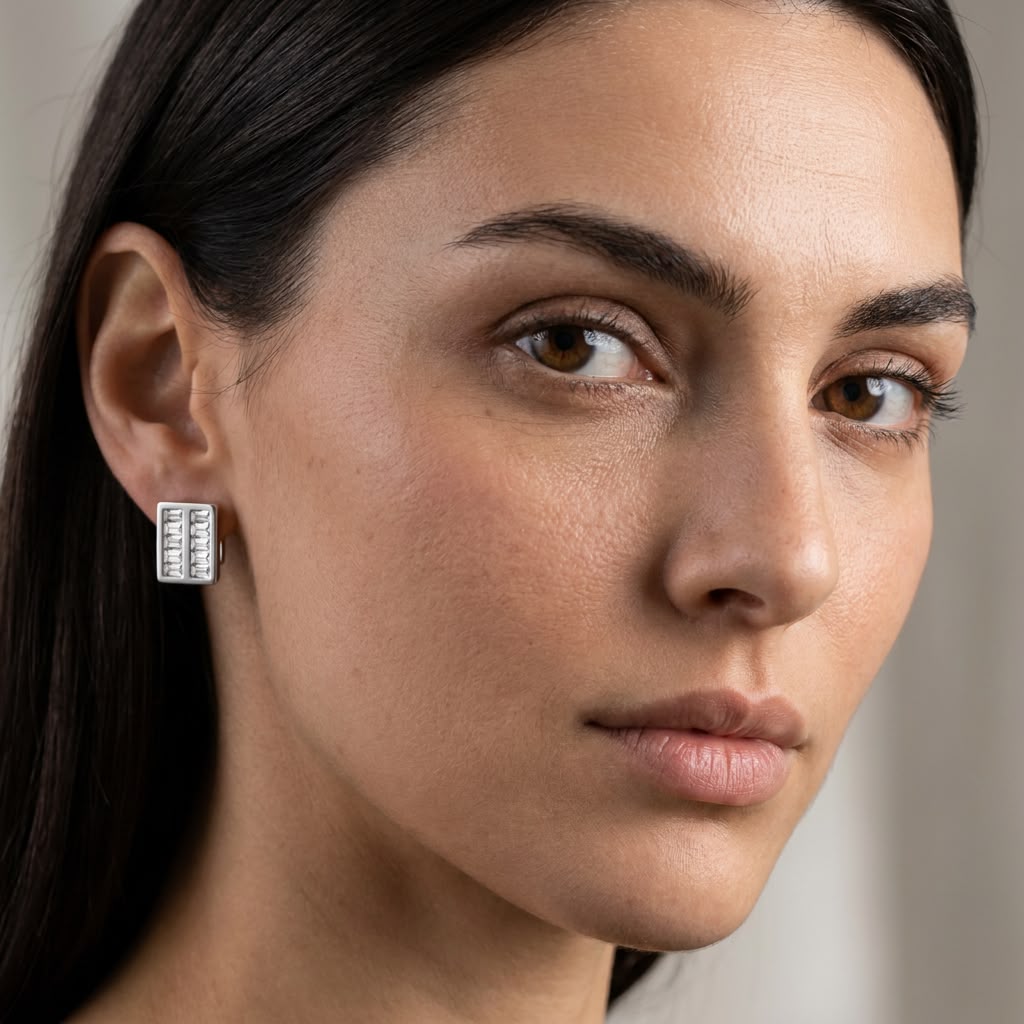 Crystal Baguette Column Earrings