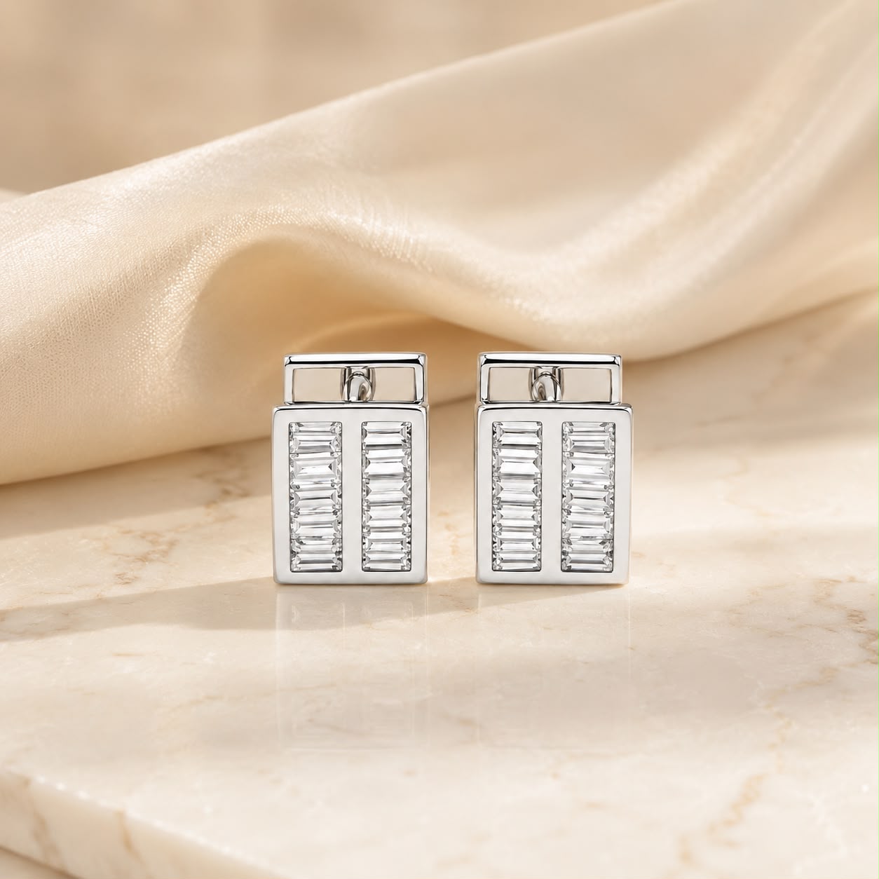Crystal Baguette Column Earrings