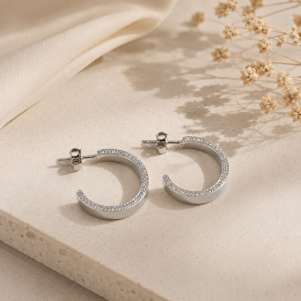 Crystal Open Hoop Earrings