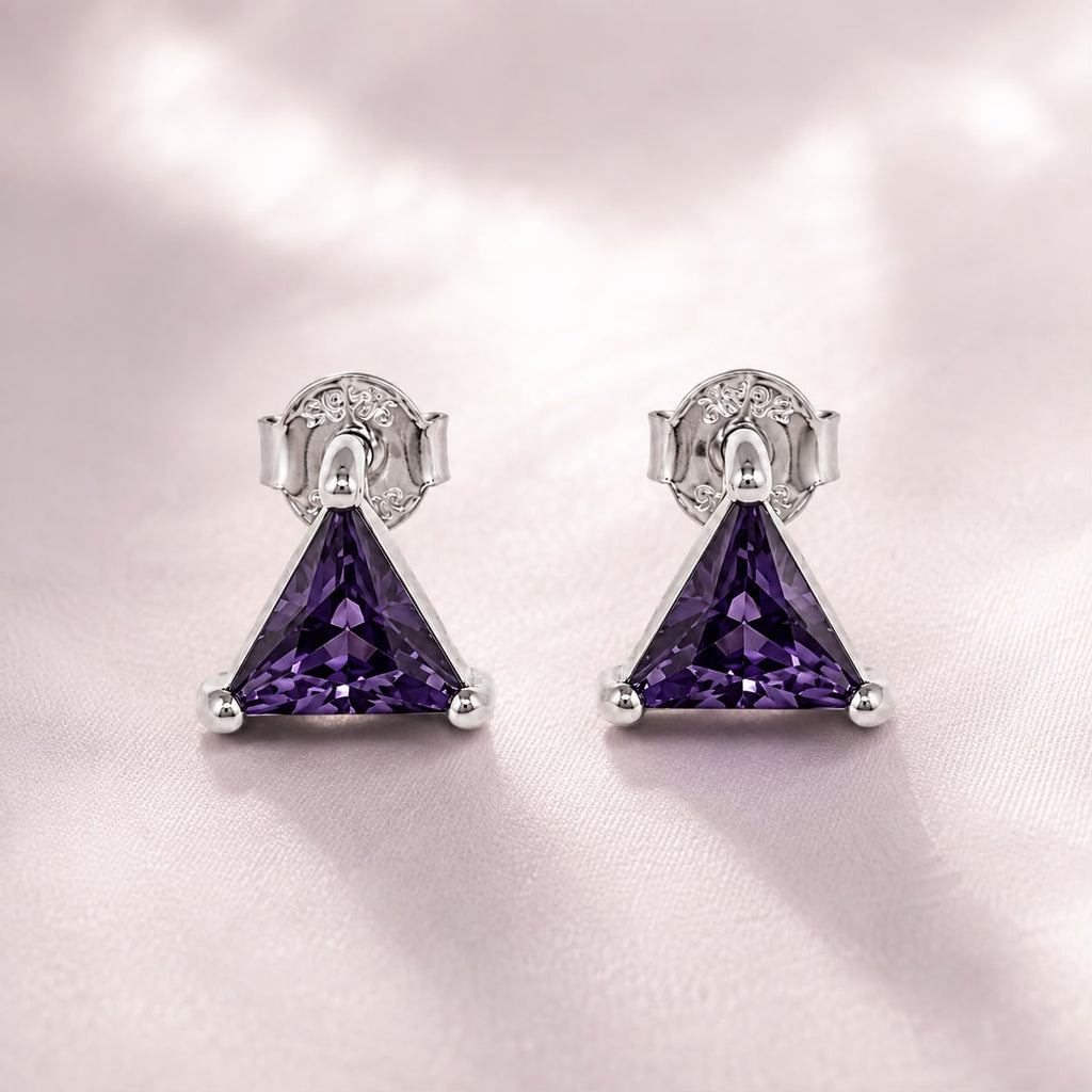 Purple Triangle Stud Earrings