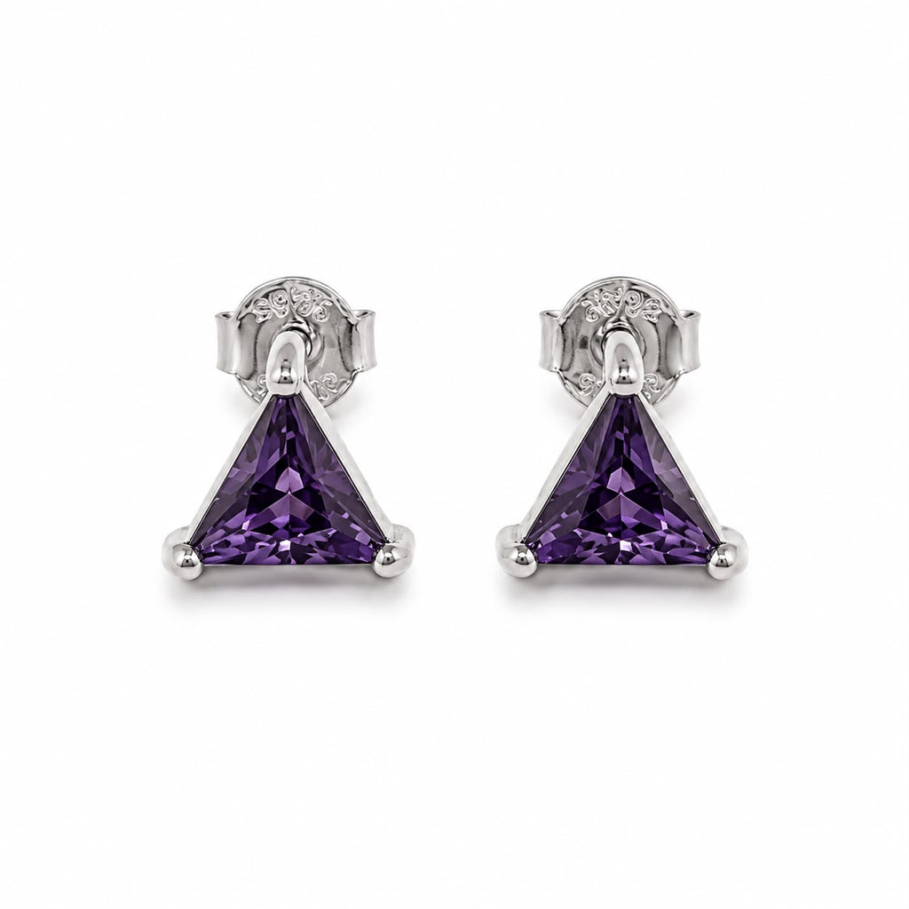 Purple Triangle Stud Earrings