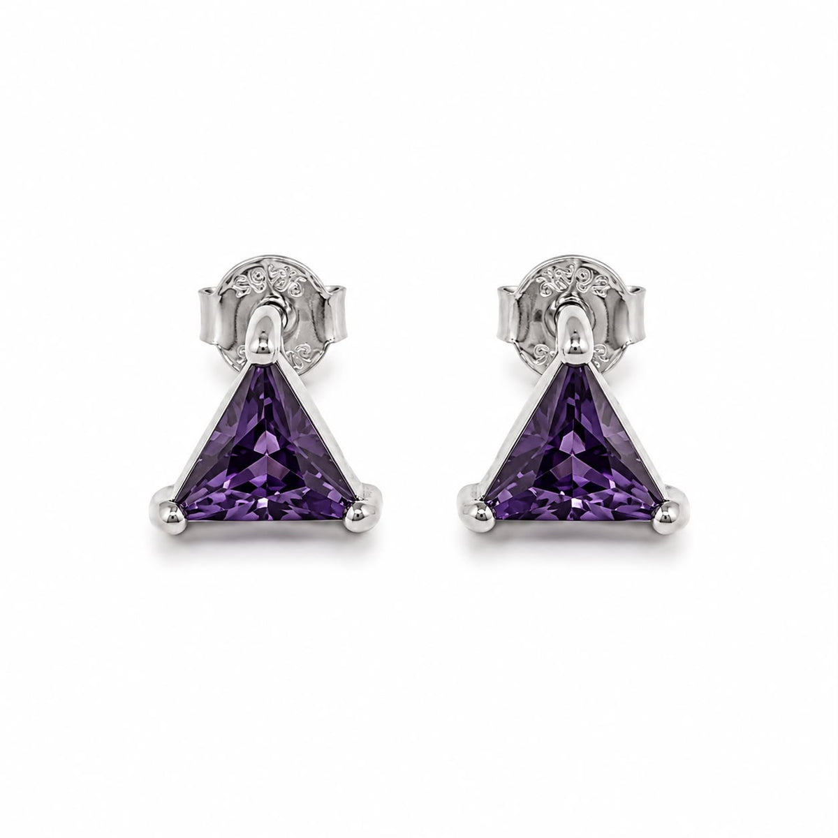 Purple Triangle Stud Earrings