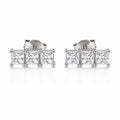 Triple Square Crystal Stud Earrings