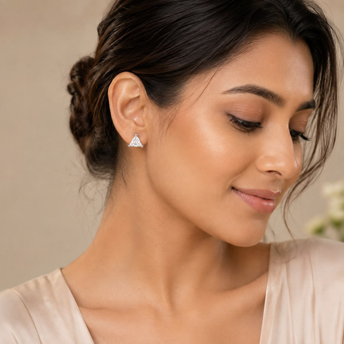 Crystal Triangle Stud Earrings