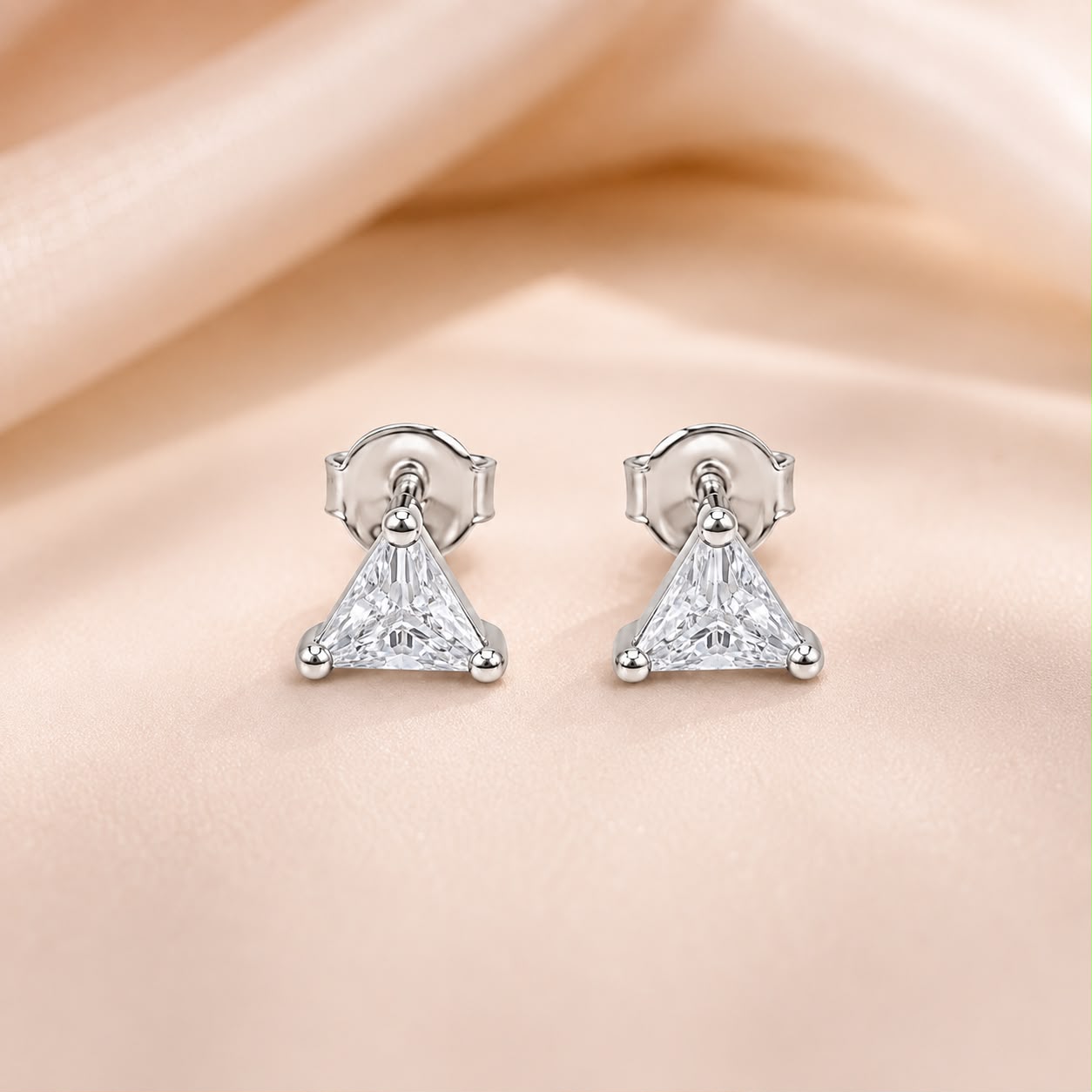 Crystal Triangle Stud Earrings