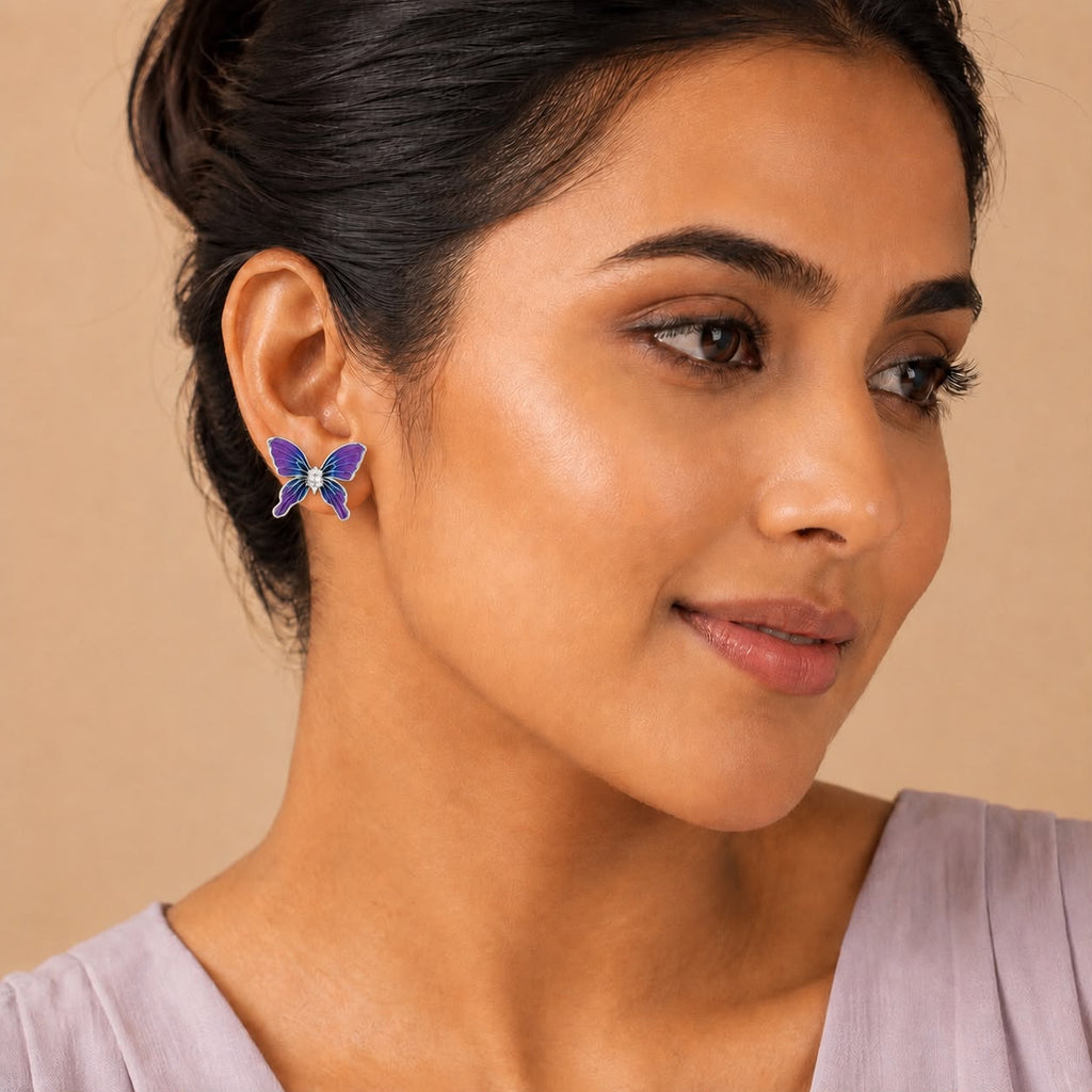 Purple Butterfly Stud Earrings