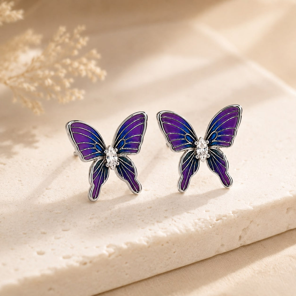 Purple Butterfly Stud Earrings