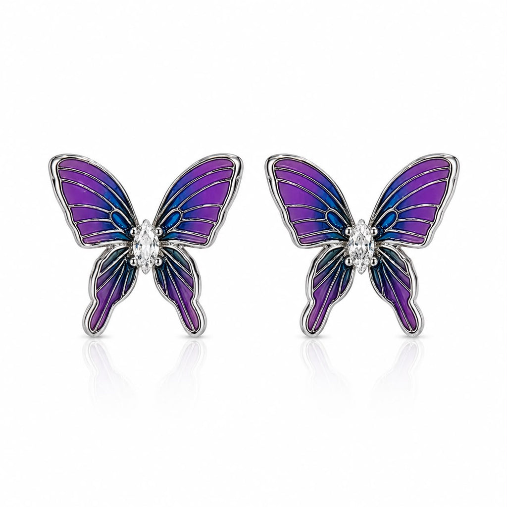 Purple Butterfly Stud Earrings