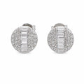 Round Baguette Crystal Stud Earrings