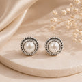Pearl Beaded Halo Stud Earrings