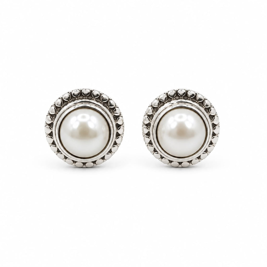 Pearl Beaded Halo Stud Earrings