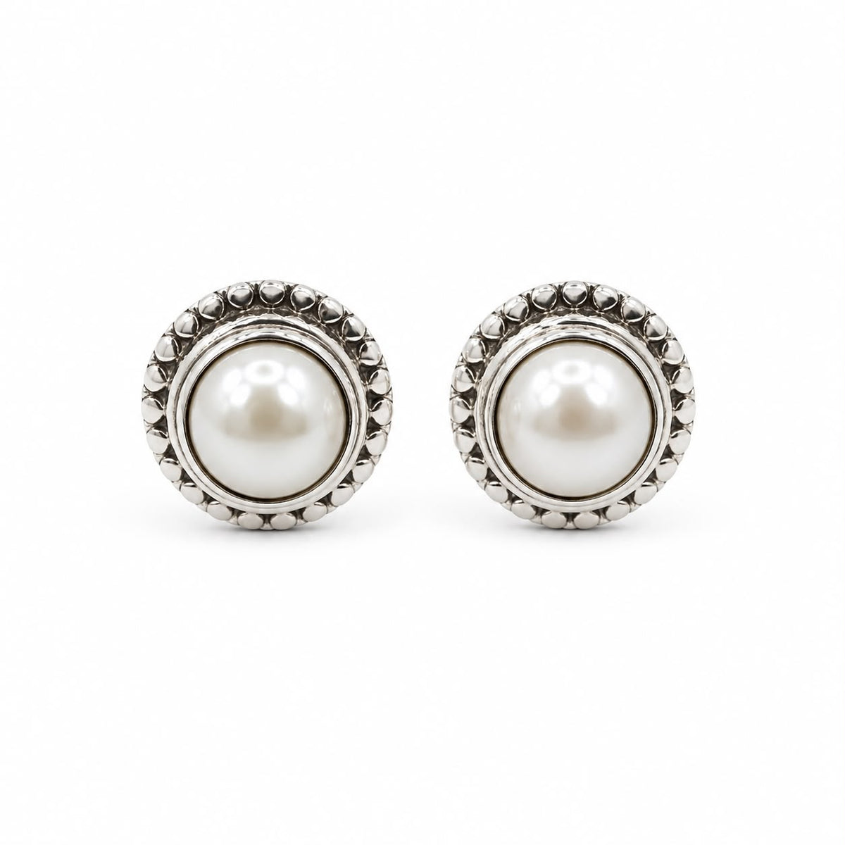 Pearl Beaded Halo Stud Earrings