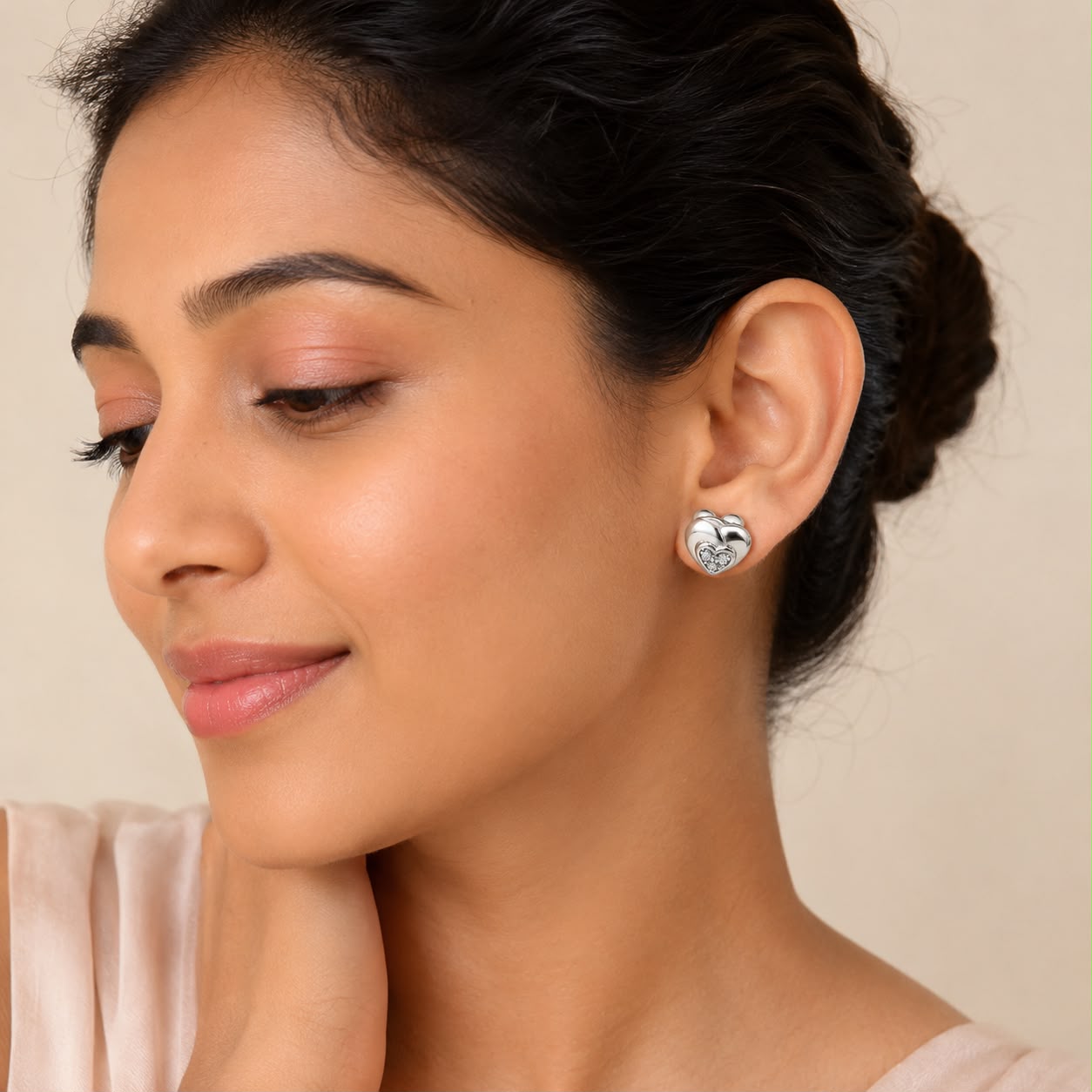 Crystal Heart Stud Earrings