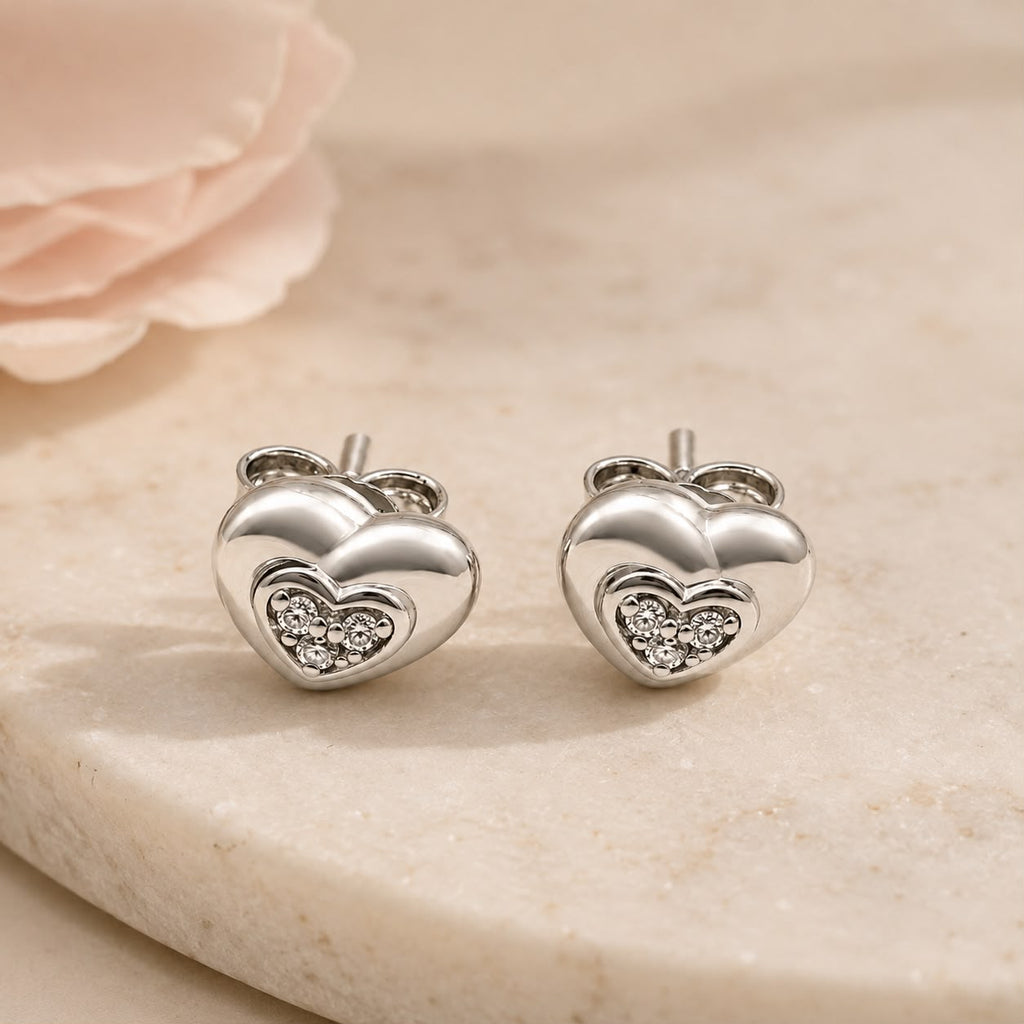 Crystal Heart Stud Earrings