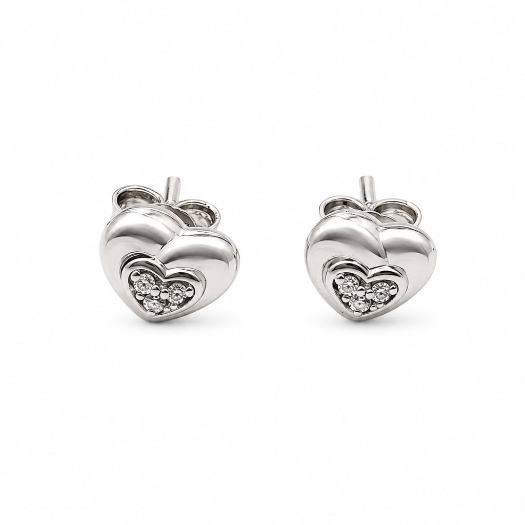 Crystal Heart Stud Earrings