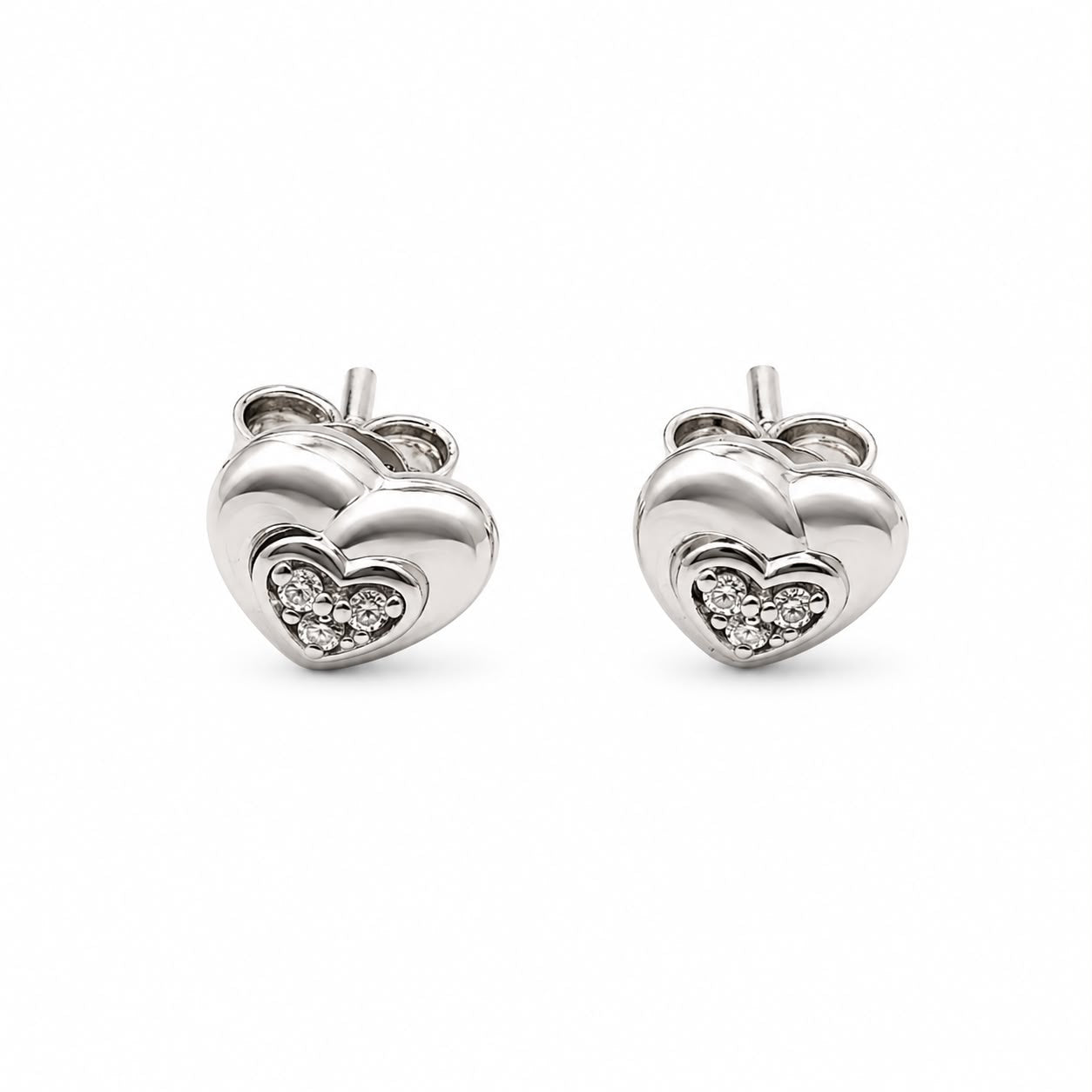 Crystal Heart Stud Earrings