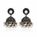 Green Pearl Antique Jhumka Earrings