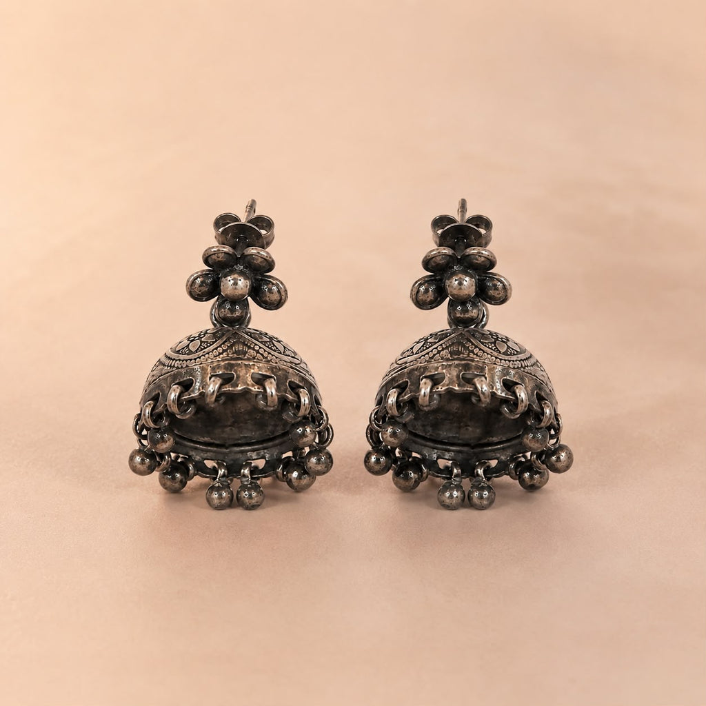 Antique Floral Bell Jhumka Earrings