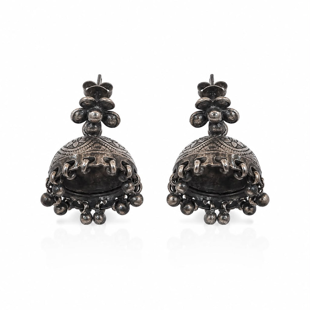 Antique Floral Bell Jhumka Earrings
