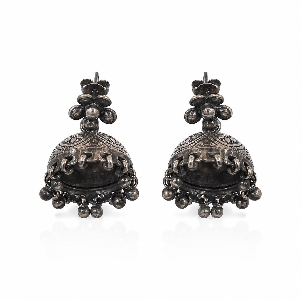 Antique Floral Bell Jhumka Earrings
