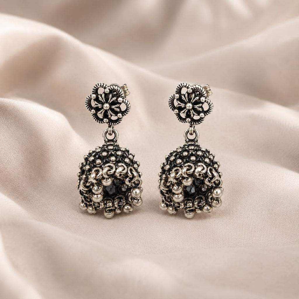Antique Floral Beaded Jhumka Earrings