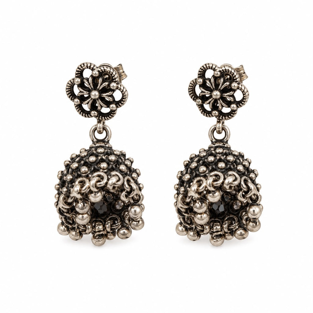 Antique Floral Beaded Jhumka Earrings