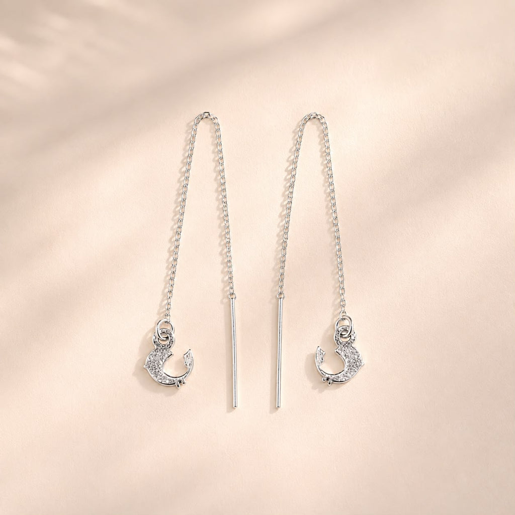 Bird Charm Chain Threader Earrings