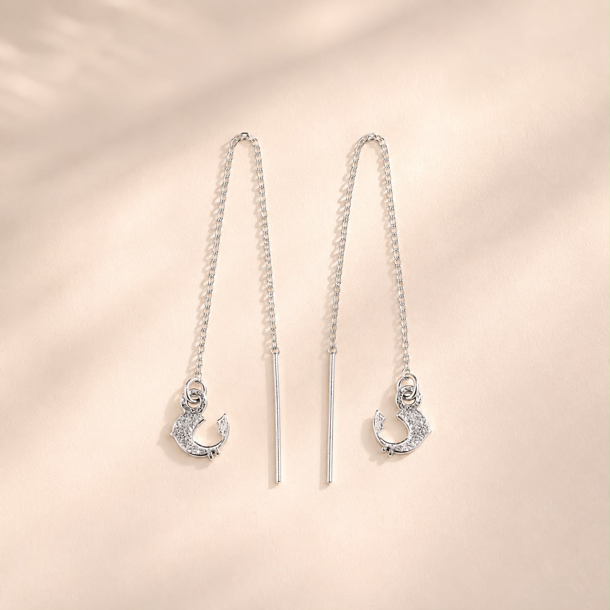 Bird Charm Chain Threader Earrings