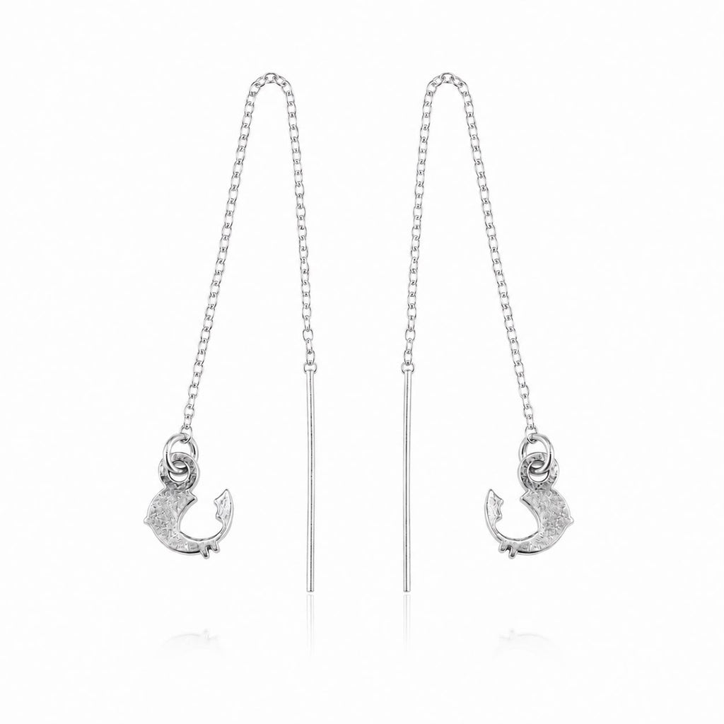 Bird Charm Chain Threader Earrings