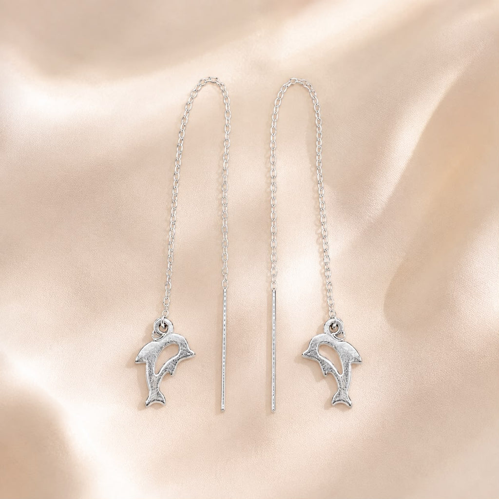Dolphin Charm Threader Earrings