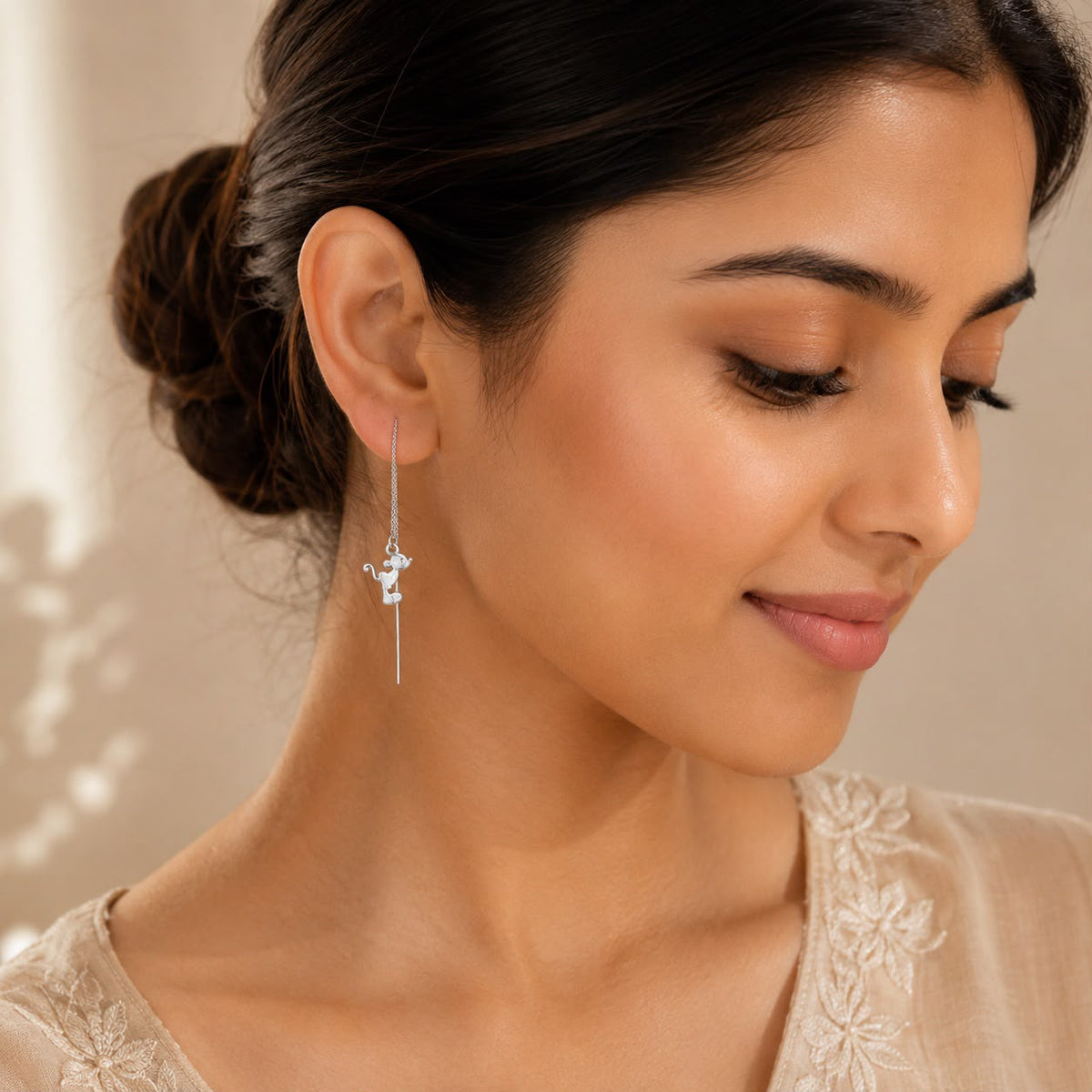 Mouse Charm Threader Earrings
