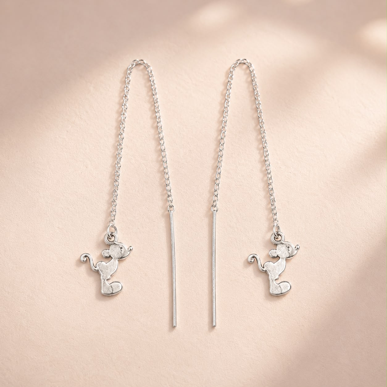 Mouse Charm Threader Earrings