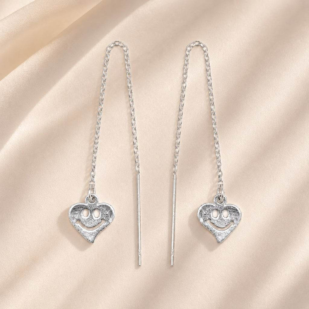 Smiley Heart Threader Earrings