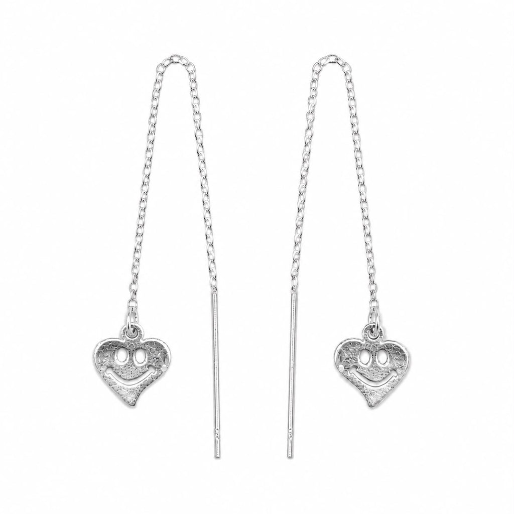 Smiley Heart Threader Earrings