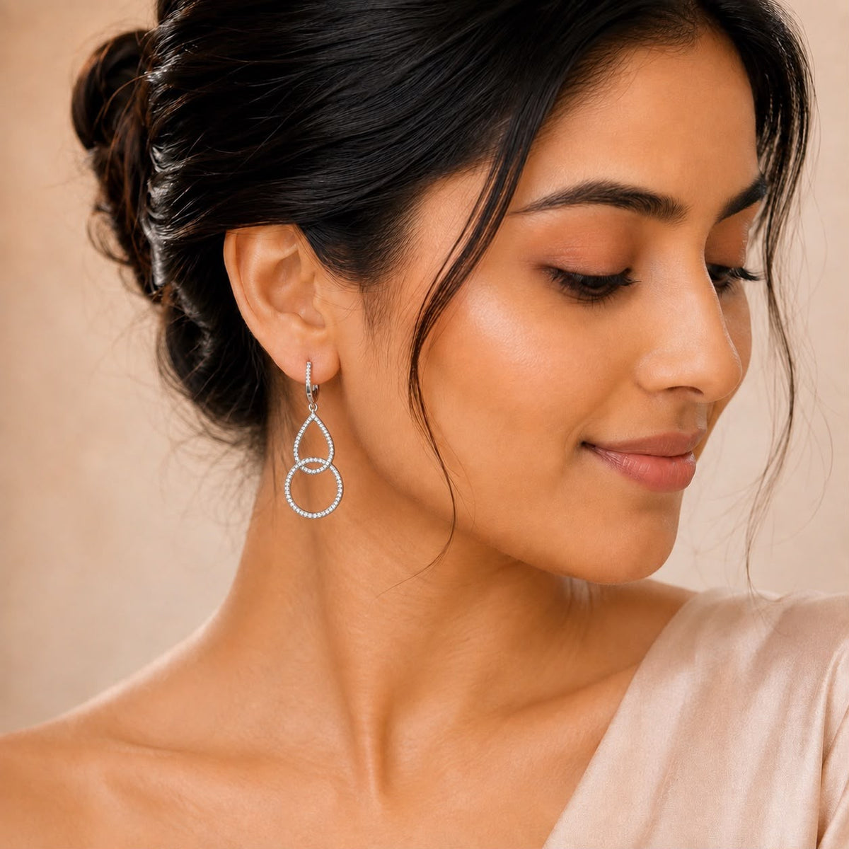 Crystal Teardrop Circle Drop Earrings